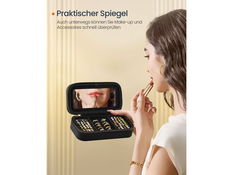 Songmics Schmuckschatulle 20.5 cm, Schwarz Schmuckkästchen