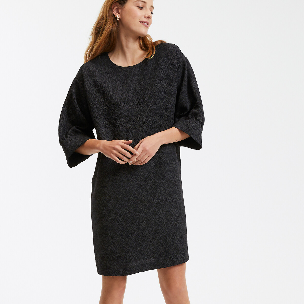 COLEÇÕES LA REDOUTE<br>Vestido curto reto, jacquard em relevo