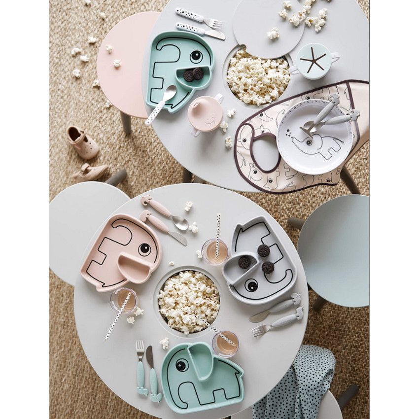Assiette silicone ventouse - Elphée moutarde - Ecru