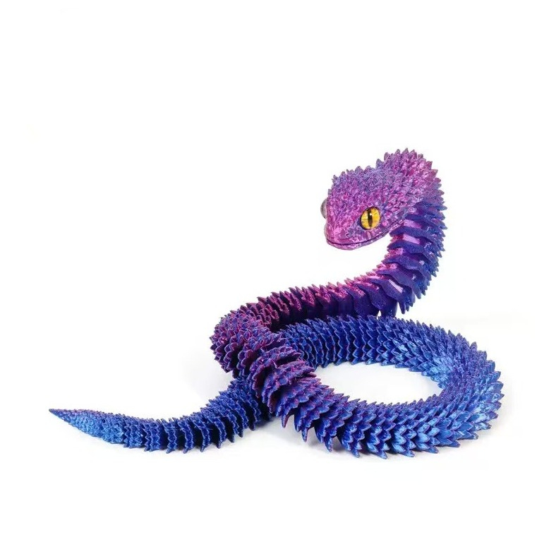 (60cm) Anti Stress 3D Druck Schlange Spielzeug Flexibles Gelenk Tier Modell Fidget Spiel - Violett / Blau