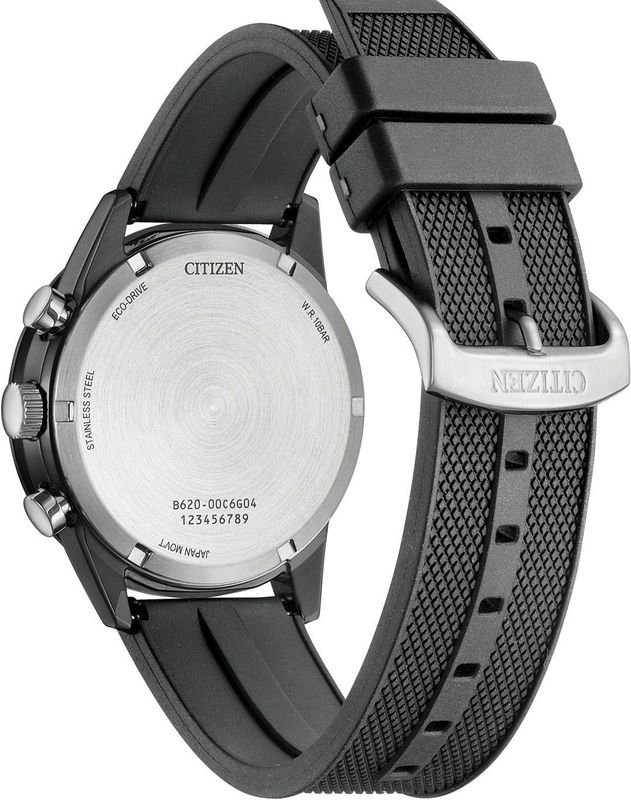 Citizen - Chronograaf Horloge - Roestvrijstaal - Rubber Band - 10ATM