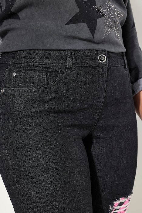 Jeans, weites Bein, Destroy-Effekten, Smiley