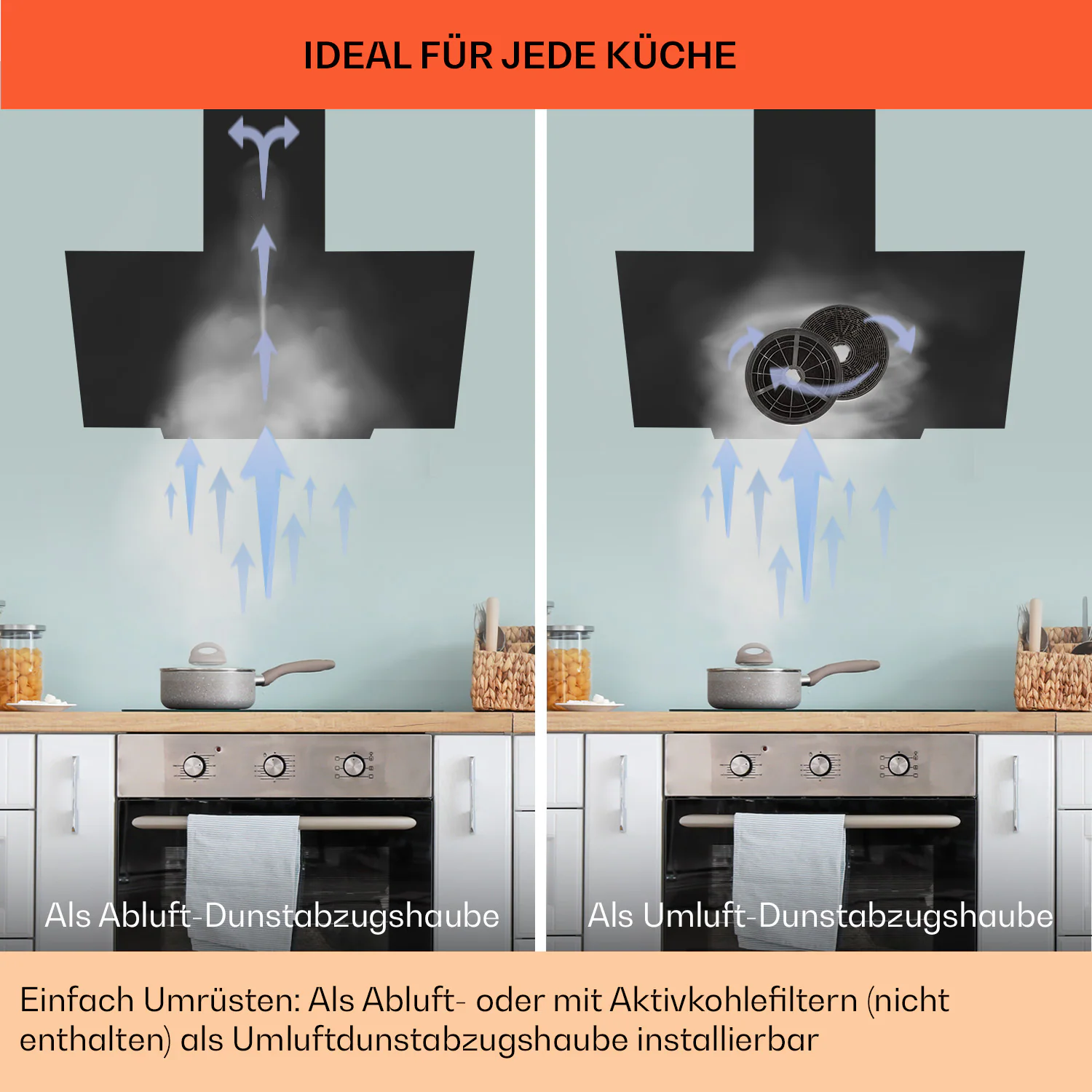 Ava 60 Dunstabzugshaube 60cm Wandhaube WiFi A++ 515m³/h Touch Weiß