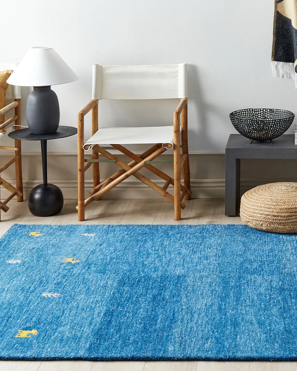 Vloerkleed CALTI Donkerblauw 160 x 230 cm Wol Gabbeh