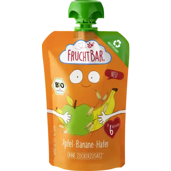 Bio Fruchtpüree Apfel, Banane, Hafer