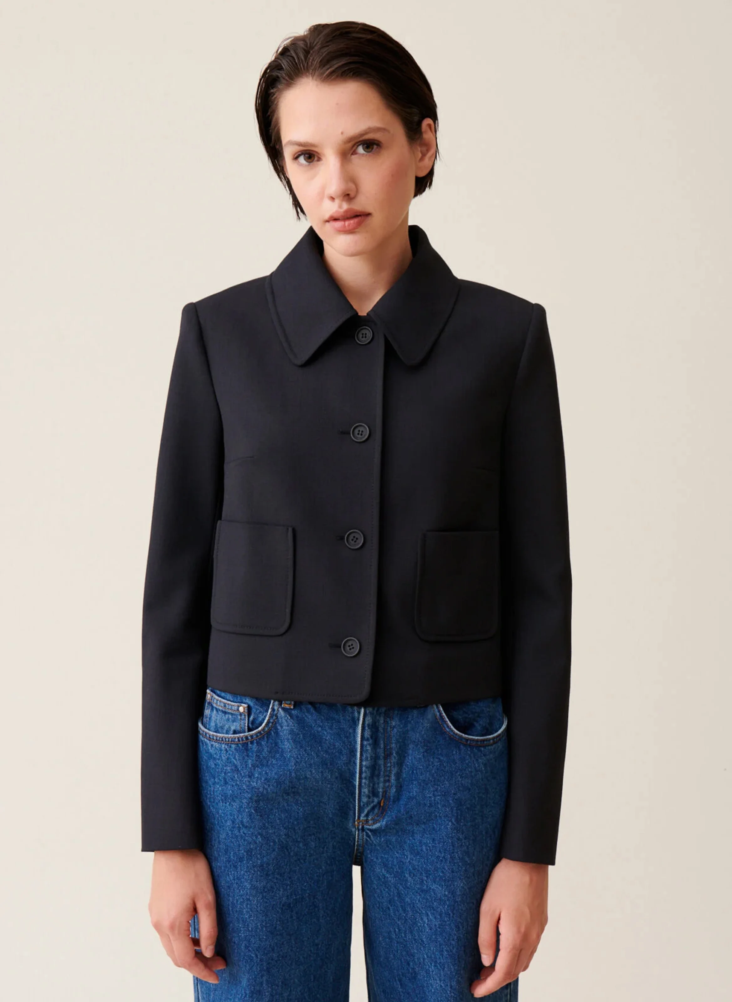 Veste droite col classique | Bleu