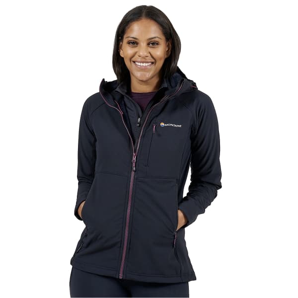 Softshell randonnée MONTANE W KRYPTON HOODIE BLACK BLACK