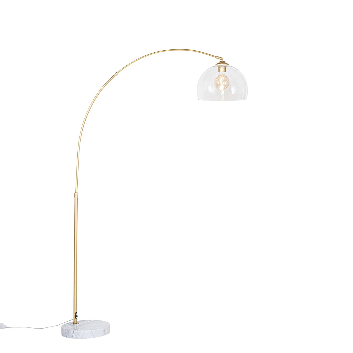 Moderne booglamp messing met helder glas - Arc