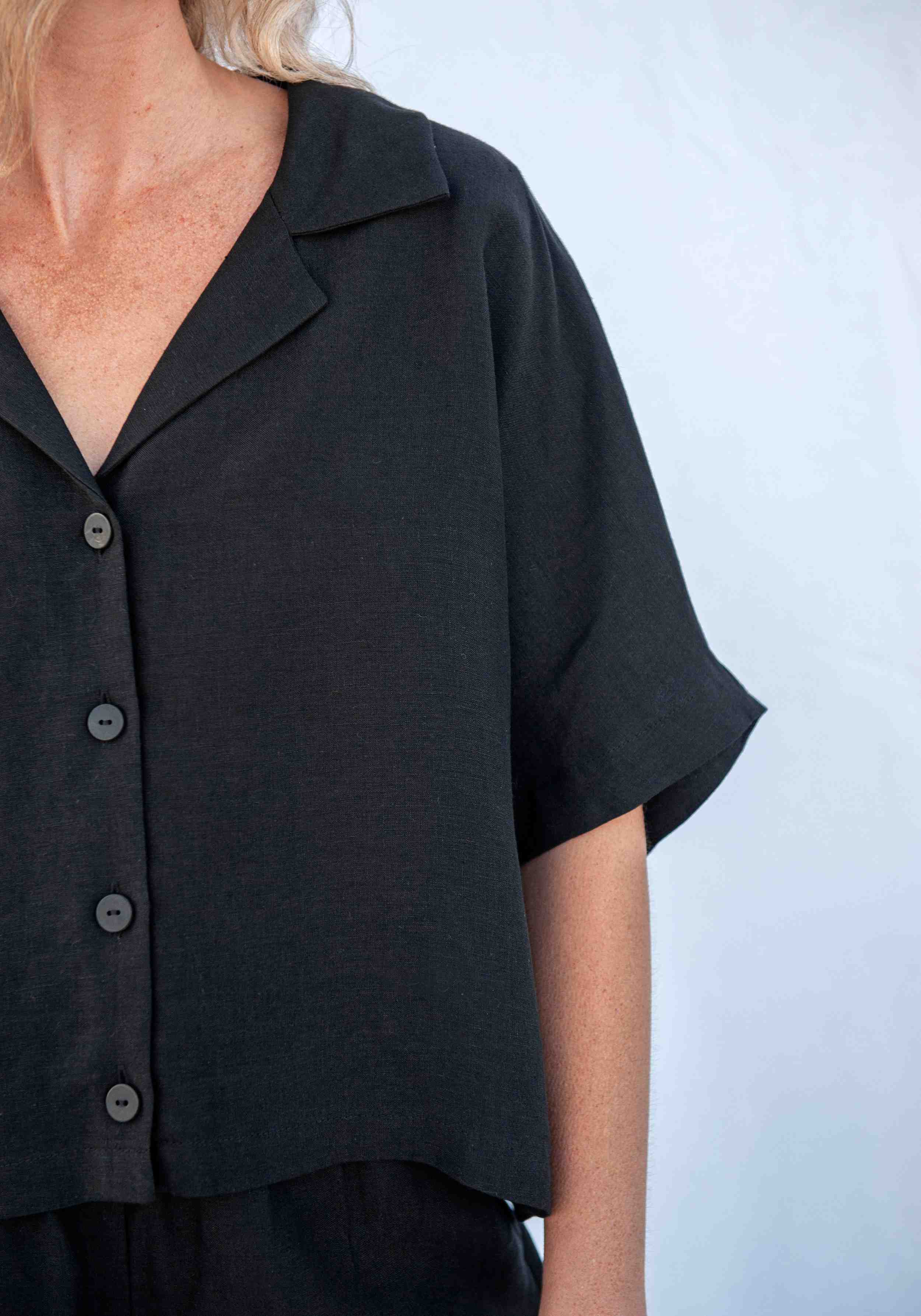 Jungle Folk Blouse Elise Linen Black