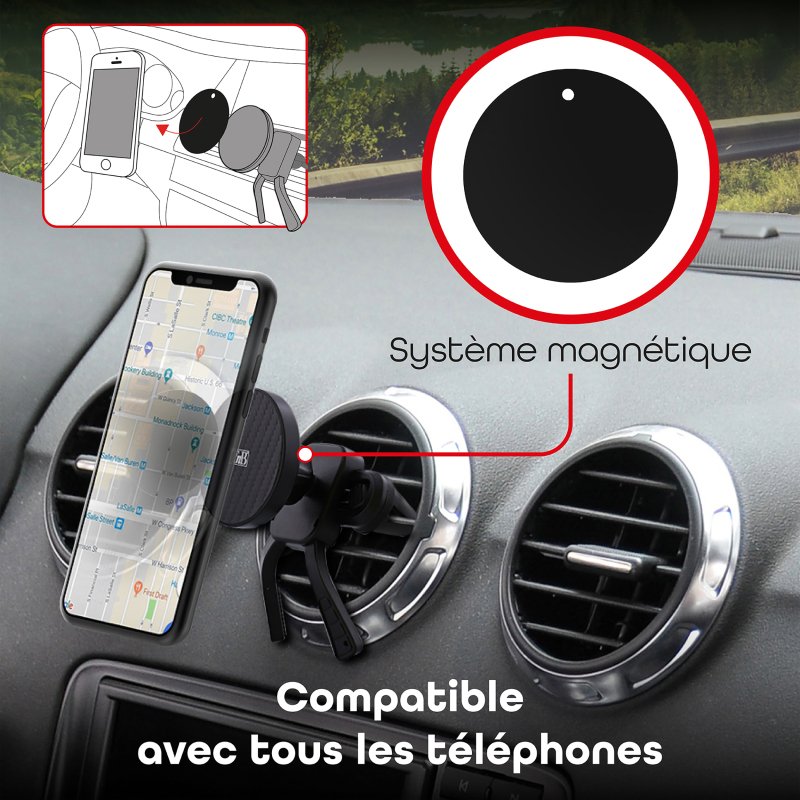 Support smartphone aimanté pour grille d’aération TNB