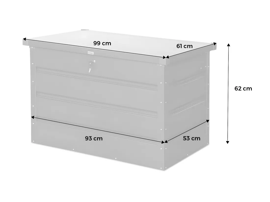 Coffre de jardin en métal -DALLAS - 285L gris aluminiun