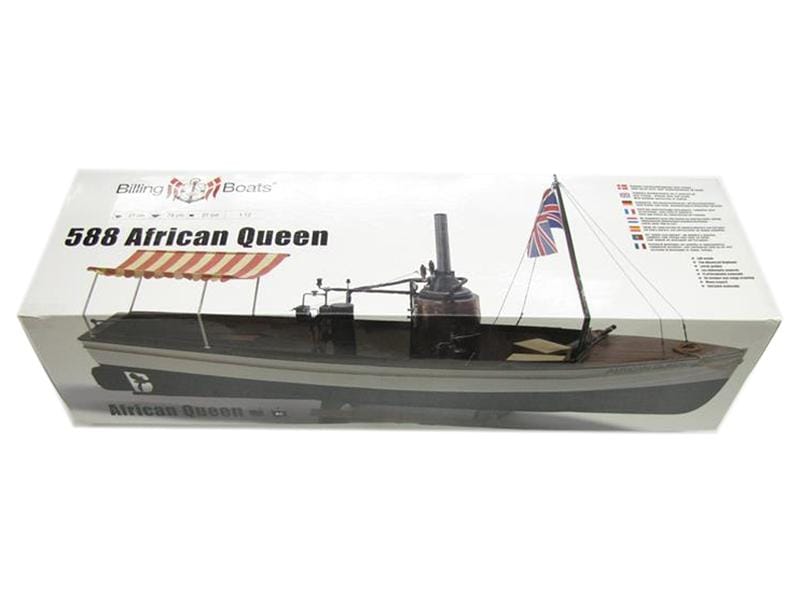 Billing Boats Bausatz Dampfschiff African Queen, 740 mm 1:1 Dampfschiff Modellbausatz mit Dampfmaschinen-Attrappe