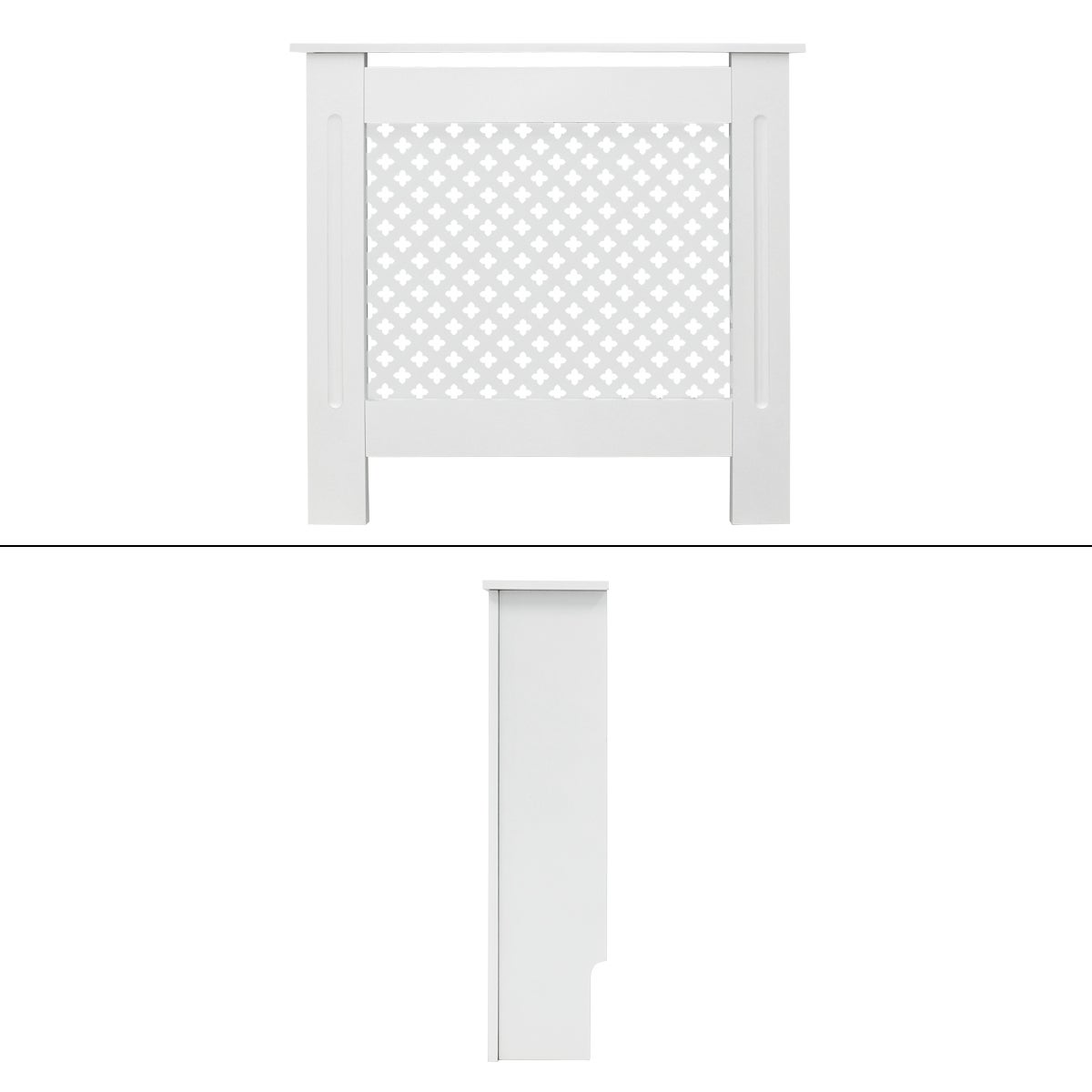 ECD Germany radiatorbekleding met honingraatmotief, 78x19x82 cm, wit gelakt MDF, voor slaapkamer en woonkamer - radiatorbekleding, radiatorbekleding, verwarmingsbekleding, radiatorbekleding