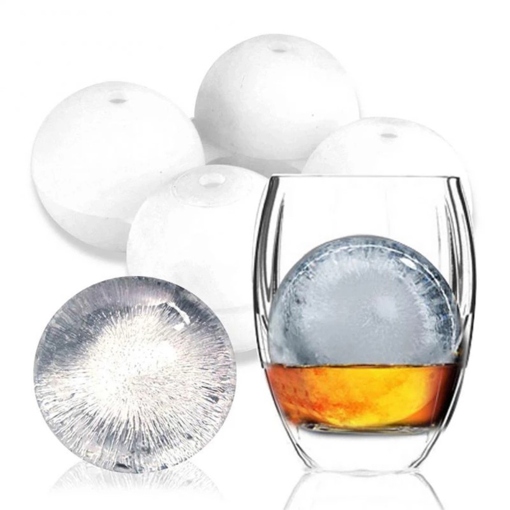 (4-fach) 3D Kunststoff Eiswürfel Form DIY Ice Cube Tray mit Deckel für Cocktails / Whisky / Softgetränke - Mit Früchten Befüllbar
