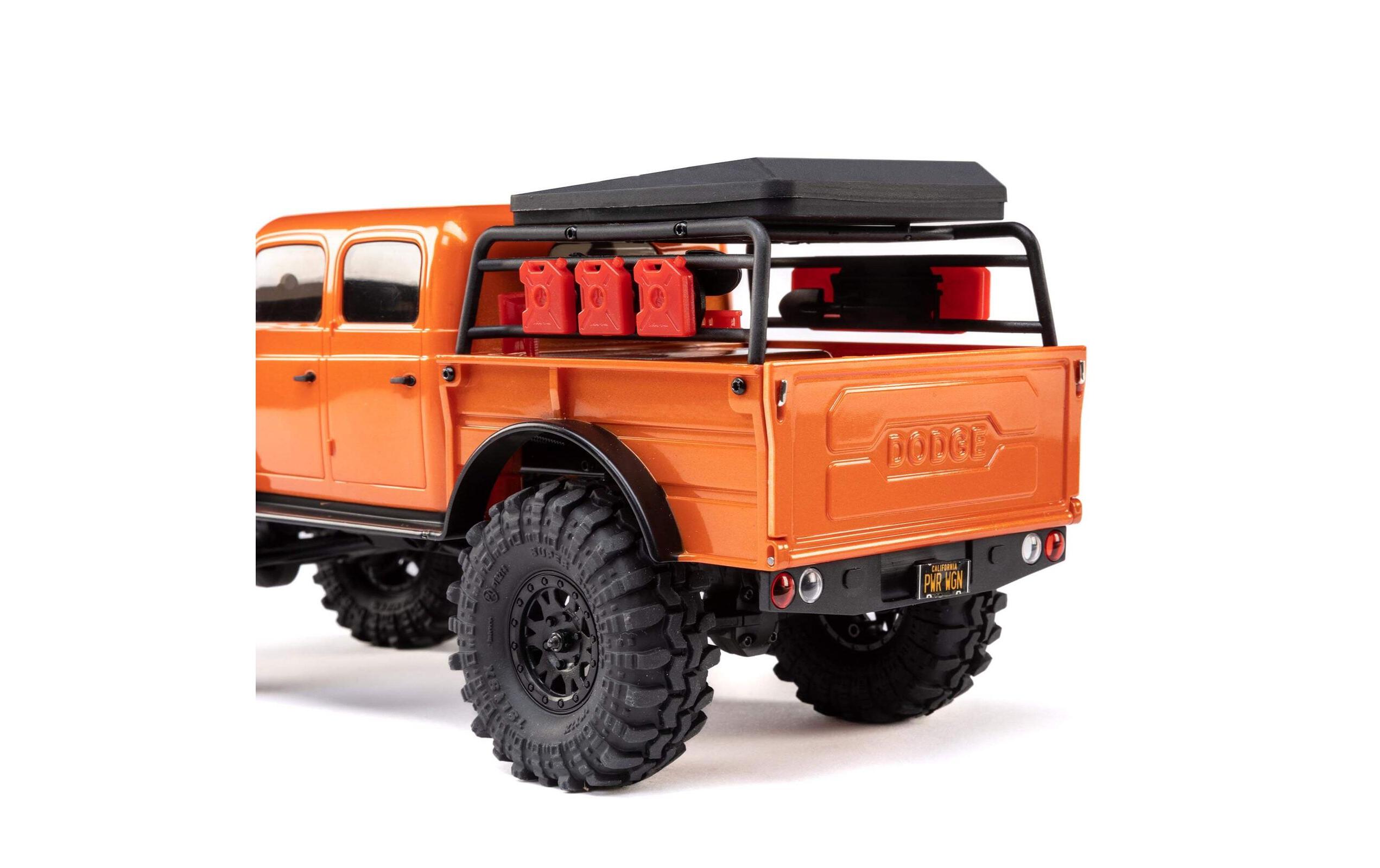 Scale Crawler SCX24 Dodge Power Wagon Orange, 1:24, RTR<br>Kleiner 4wd Rock Crawler mit 4-Türiger Powerwagon Karosserie
