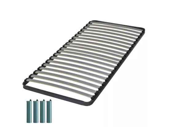 Sommier à lattes + pieds 90x190 C220 - 20 lattes bois - Fabrication française