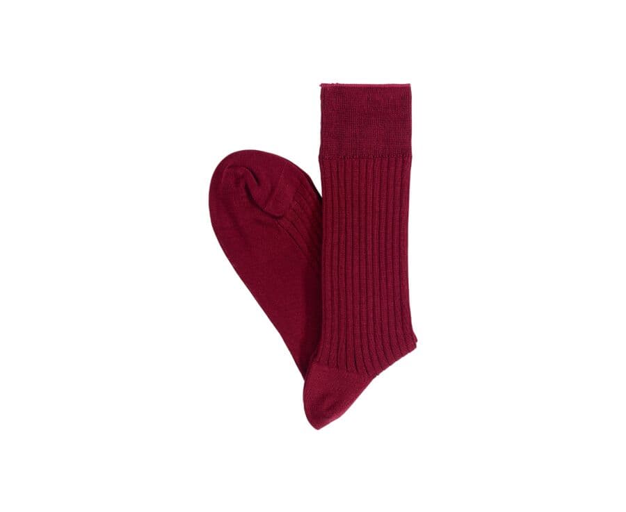 Chaussettes ville homme fil d’Écosse Rouge Bordeaux