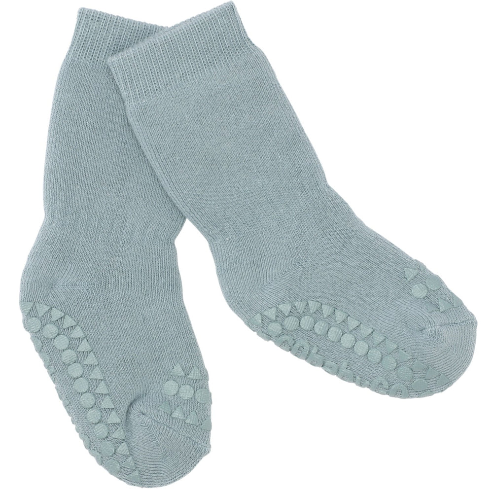 Køb Gobabygo Dusty Blue Non-Slip Strømper Organic Terry Bomuld