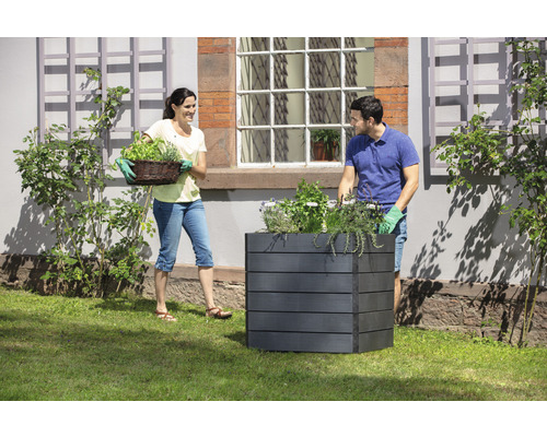 Klassieke verhoogde tuinbak GARANTIA ERGO Quadro L 75 incl. Flora waterbesparend systeem 80 x 80 x 75 cm hout