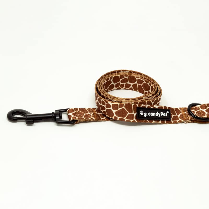 Guia de nylon candyPet - 130 cm de comprimento - Alça de neoprene macia, confortável e durável - Girafa