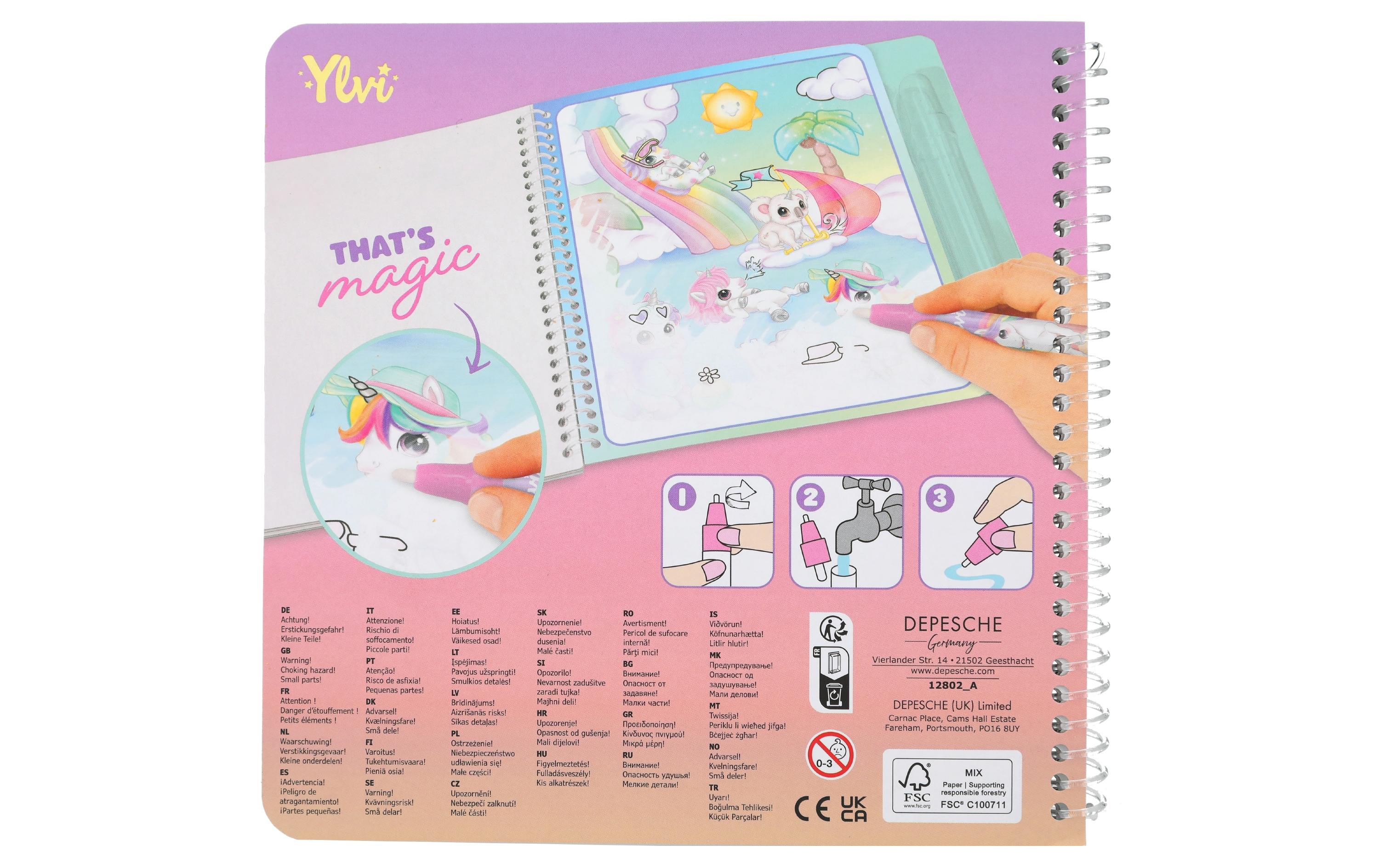 Malbuch Aqua Magic Unicorn Ylvi 5 SeitenMalbuch mit Wasser-Stift für Kinder