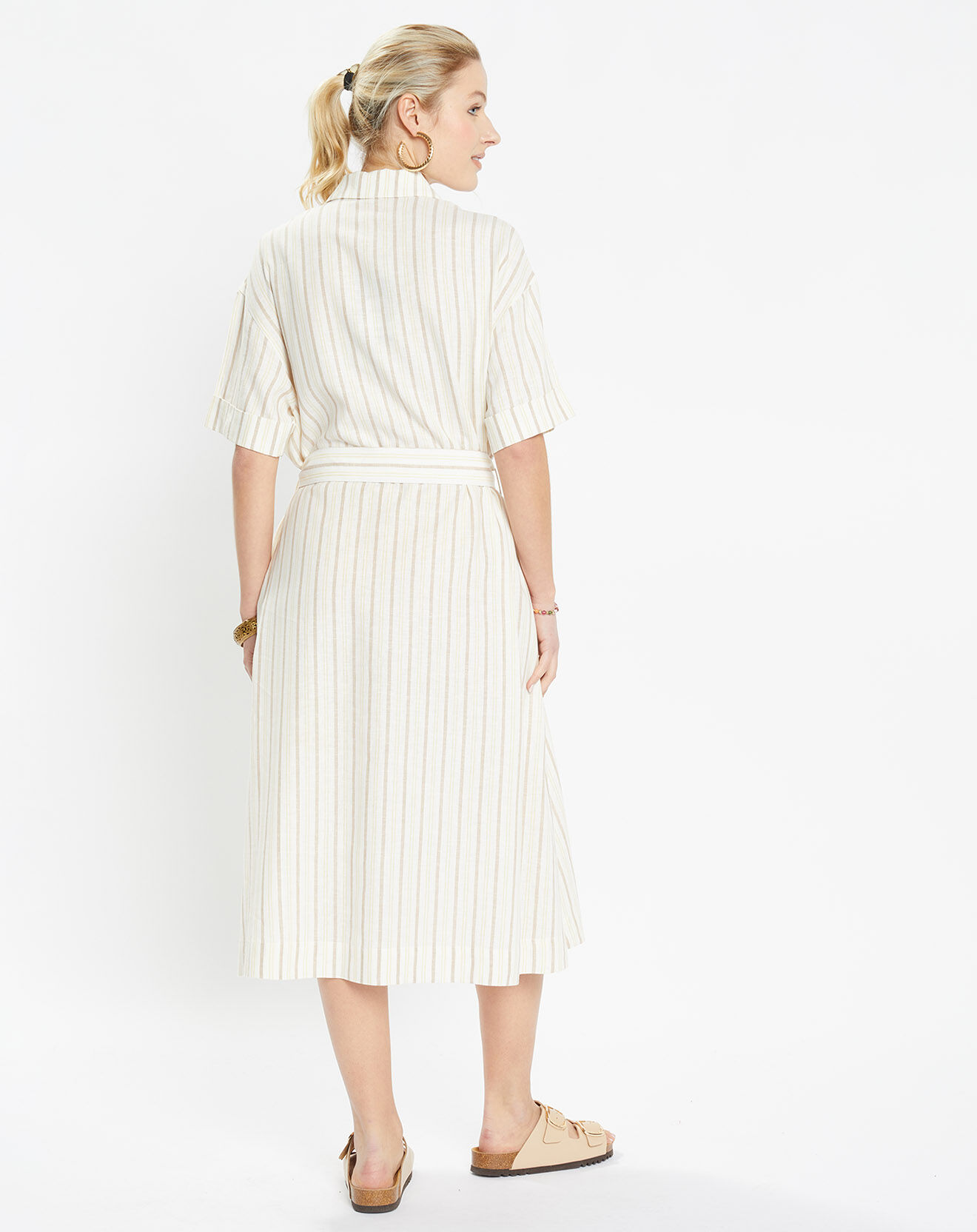 Jodhpur Robe longue en Popeline de Coton bio Micro écrue