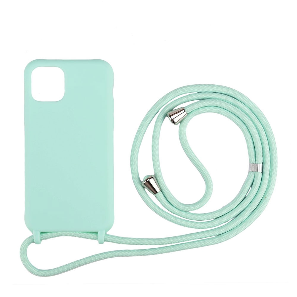 iPhone 11 Necklace Gummi Case Hülle   Handykette (150cm) - Türkis / Silber
