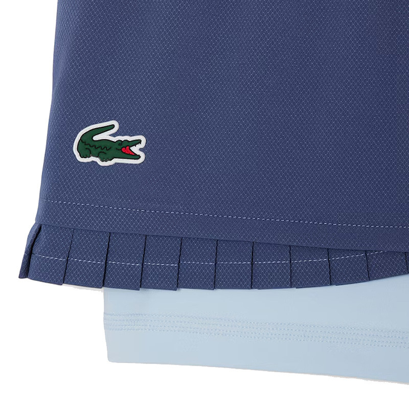 Short de tennis femme bleu Lacoste avec shorty intégré