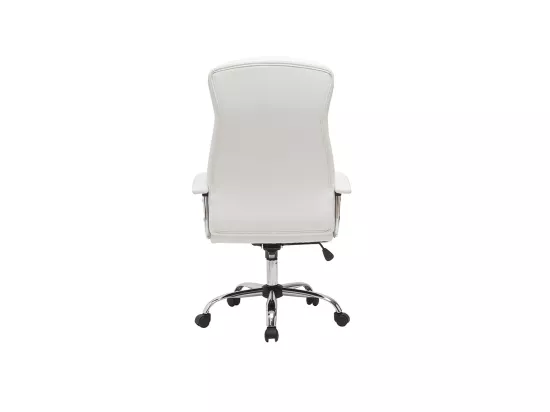 Fauteuil de bureau à roulettes design blanc et acier chromé WALL STREET