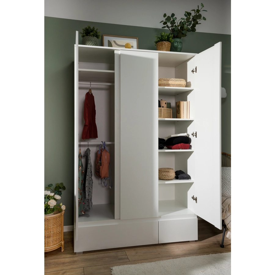 Finori Kleiderschrank Lia, weiß, 3 Türen Weiß