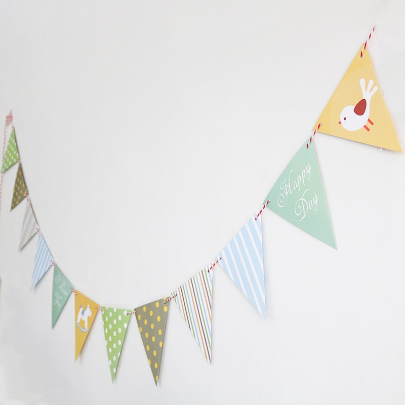 (5m) Kinder Wimpelkette Fahnen Girlande Party Dekoration Accessoire - Happy Day