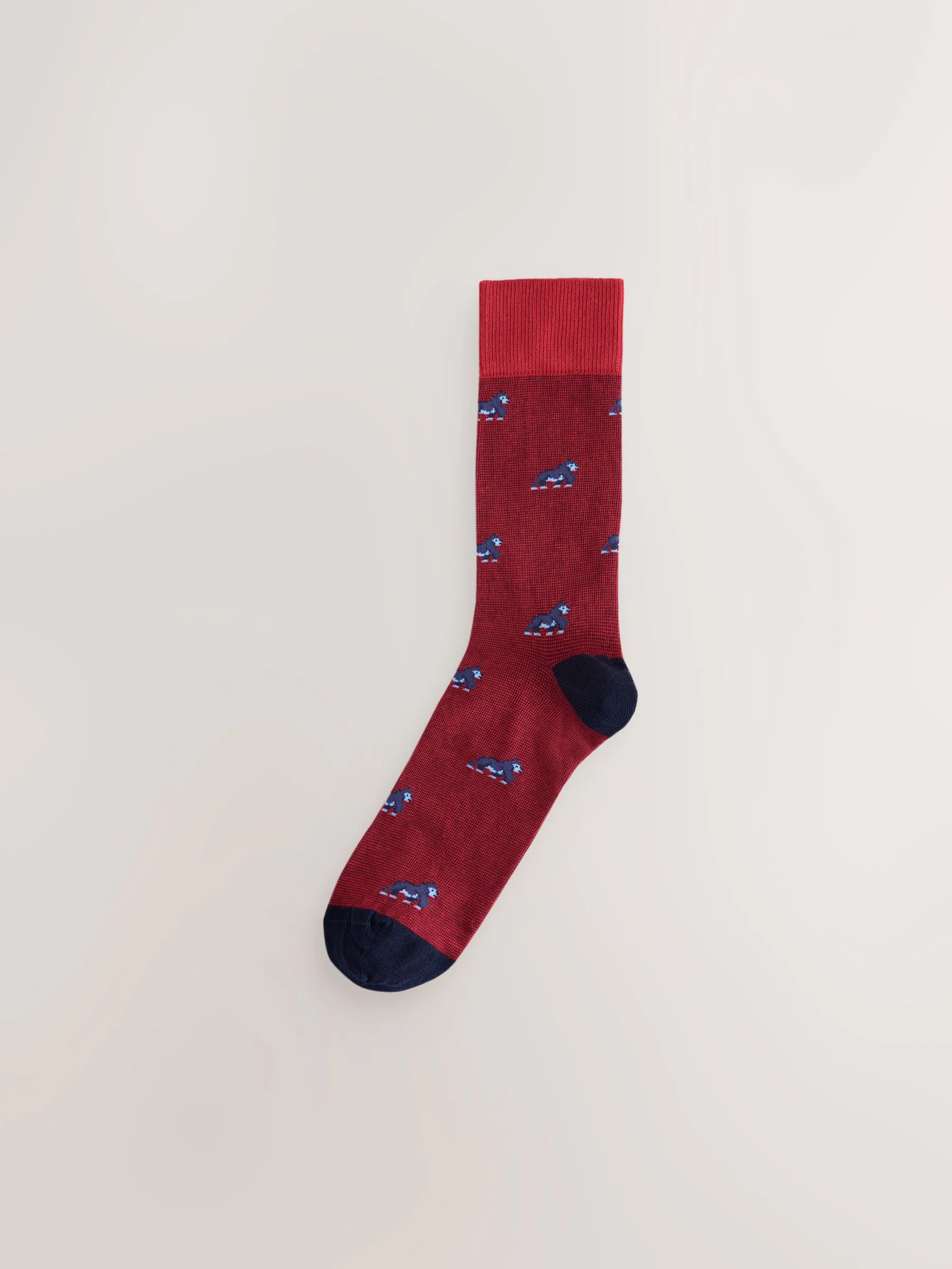 Blauw/rood met safaridieren - 8 Paar sokken met leuk patroon