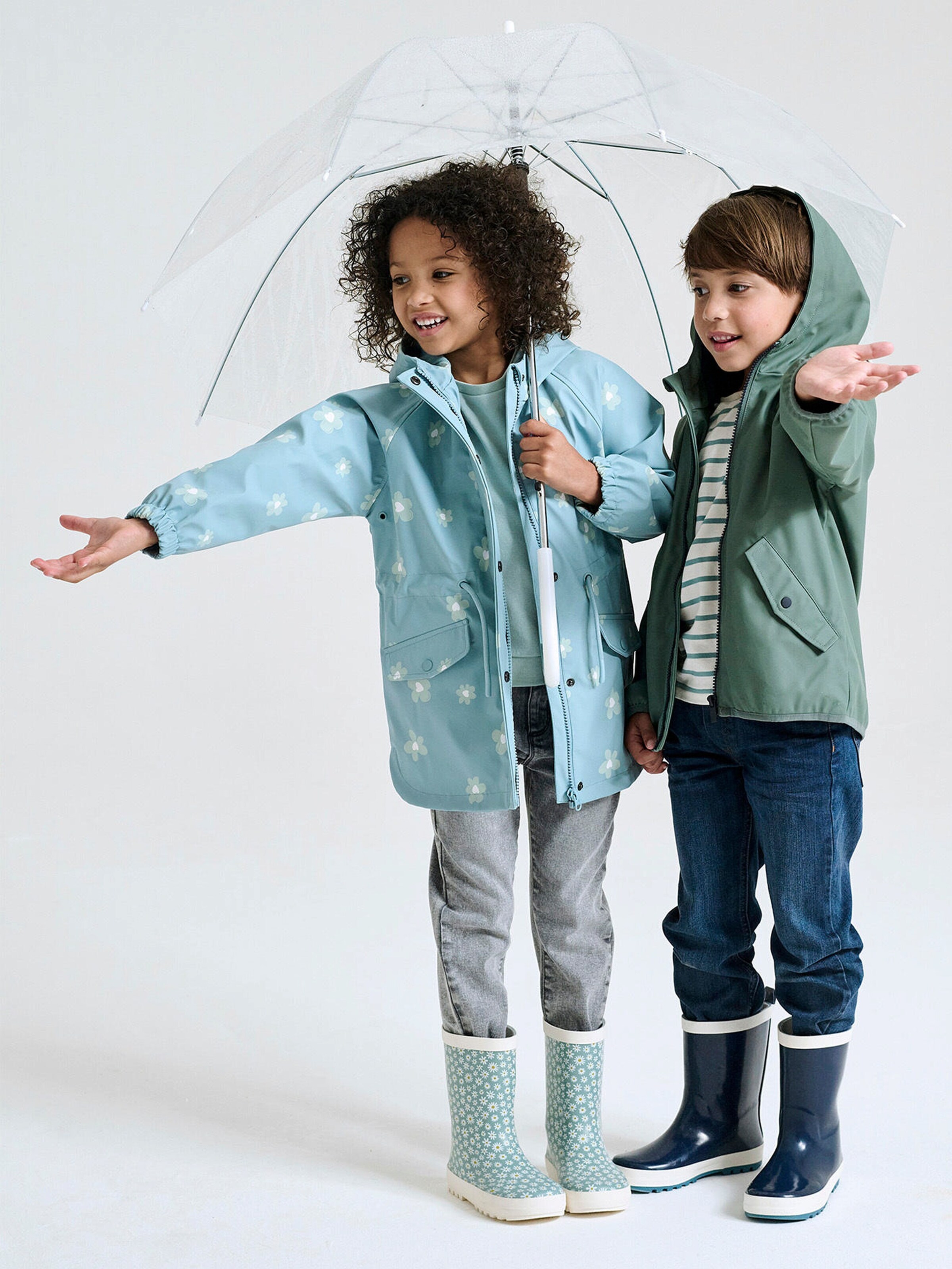 Vertbaudet Mädchen Regenjacke mit Zauber-Trick himmelblau