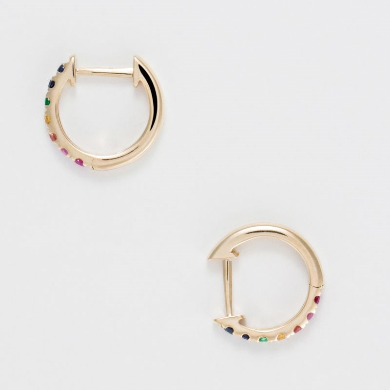 Boucles d'oreilles Colorful Love Or Jaune et Pierres précieuses