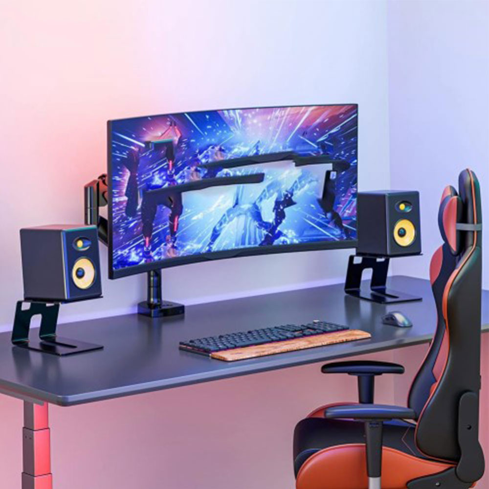 (2er-Set) Halterung Ständer für PC Gaming Lautsprecher Boxen - Schwarz
