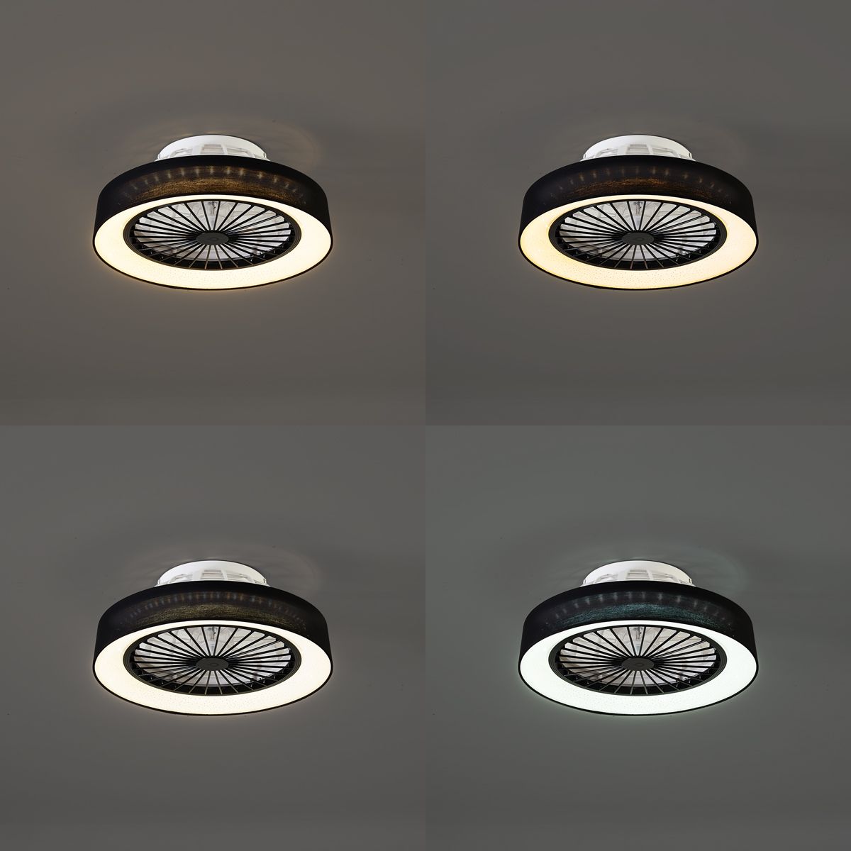 Plafondventilator zwart met ster effect 48cm incl. LED dimbaar met afstandsbediening - Emily