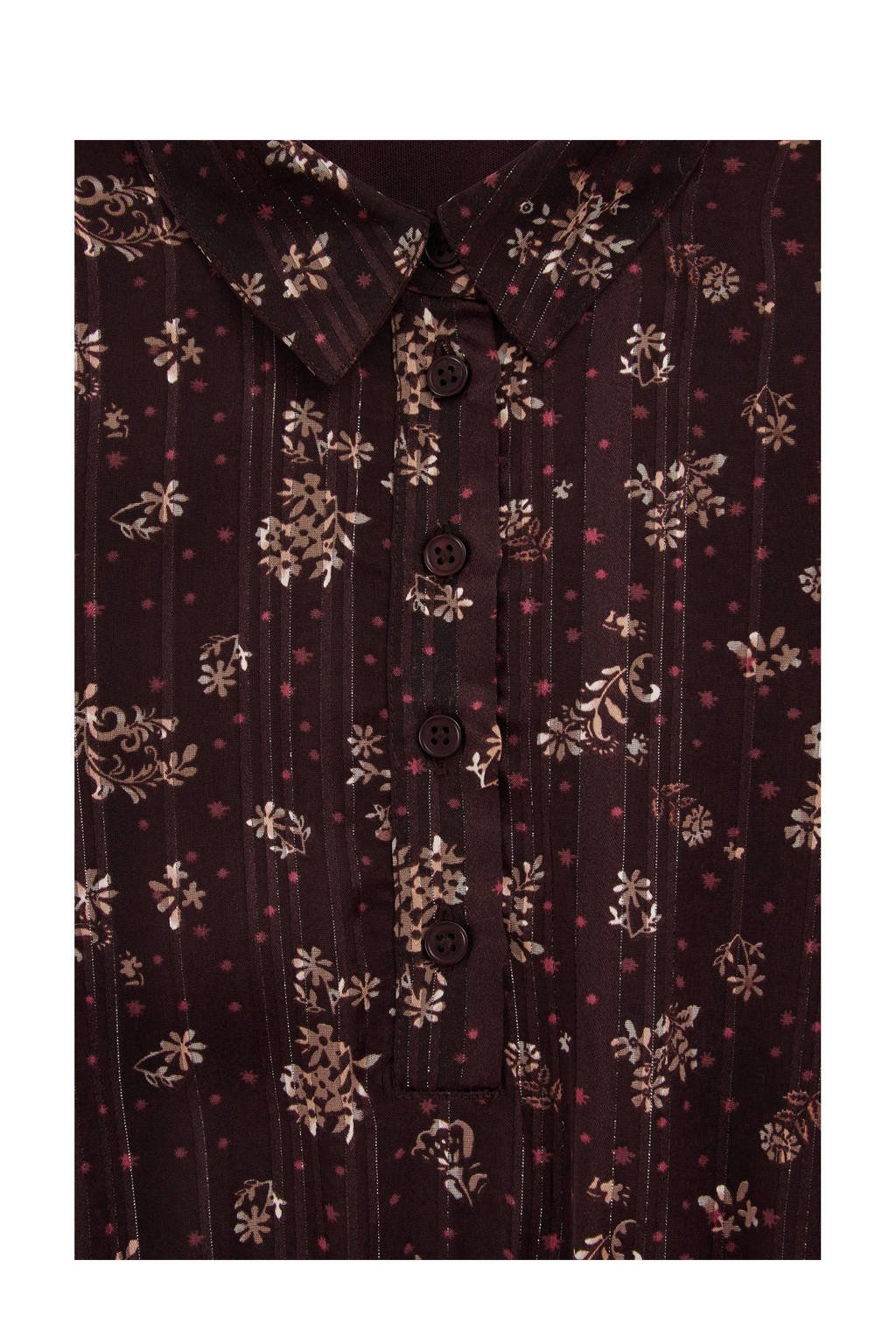 WE Fashion gebloemde blousejurk donkerbruin/beige