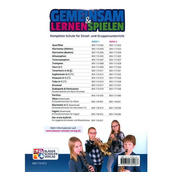 Bläser-Schulen-Verlag Gemeinsam Lernen 1 Euphonium