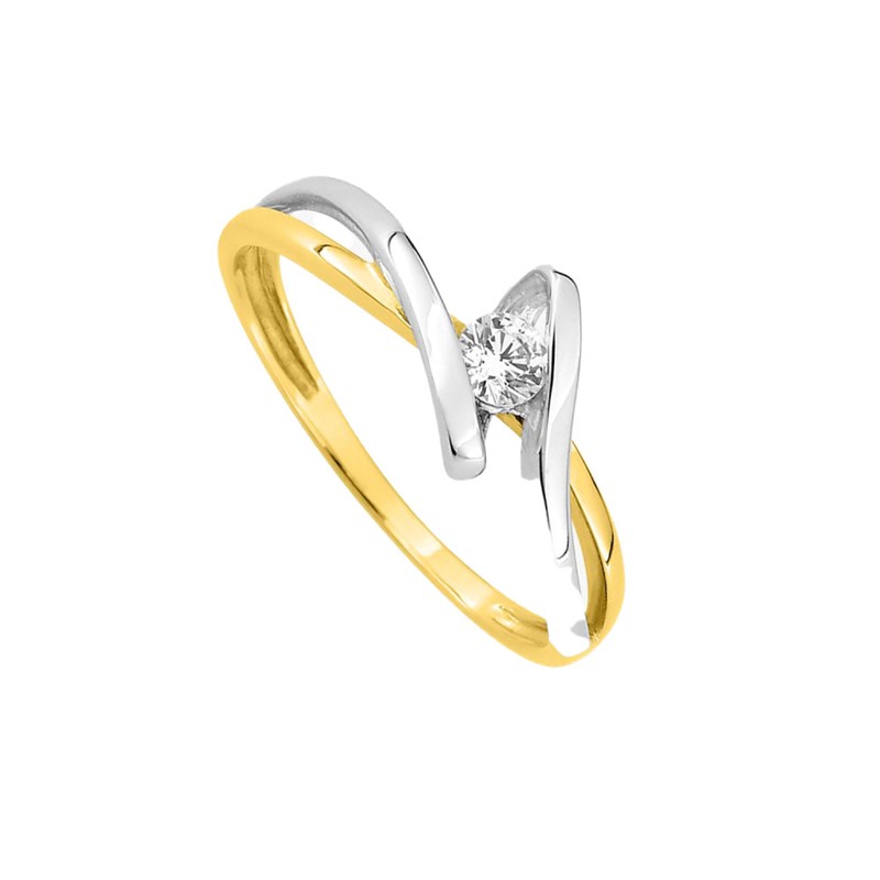 Bague Femme - Or 18 Carats - Oxyde de zirconium 0,25 Carats