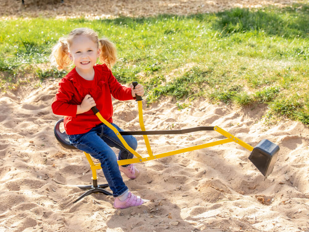 Outdoor active Metall Schaufelbagger, gelb und schwarz, Outdoorspielzeug, ca. 115x31x85 cm, ab 3 Jahren