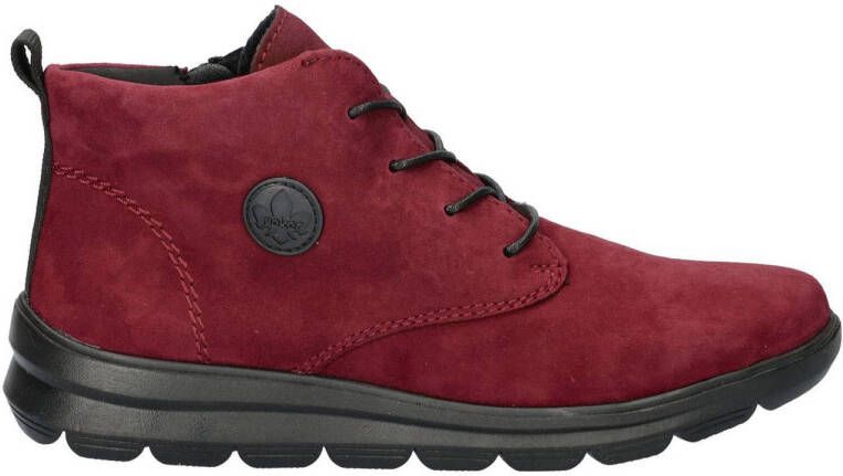 Rieker gevoerde nubuck veterboots bordeauxrood