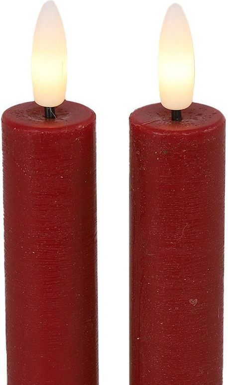 Countryfield Led dinerkaarsen - 2x st- rood -H15cm - afstandsbediening