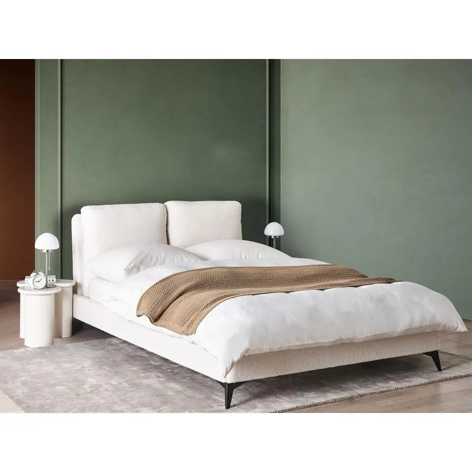 MELLE - Tweepersoonsbed - Gebroken wit - 140 x 200 cm - Bouclé