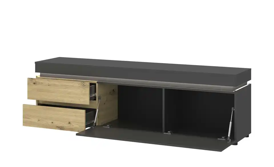 TV-Lowboard Luci Anthrazit, Eiche Artisan (Nachbildung) 181 cm