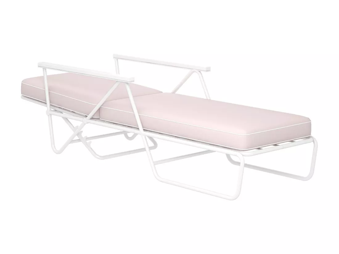 Connie | Chaise longue d'extérieur en oléfine eau de rose et structure en acier