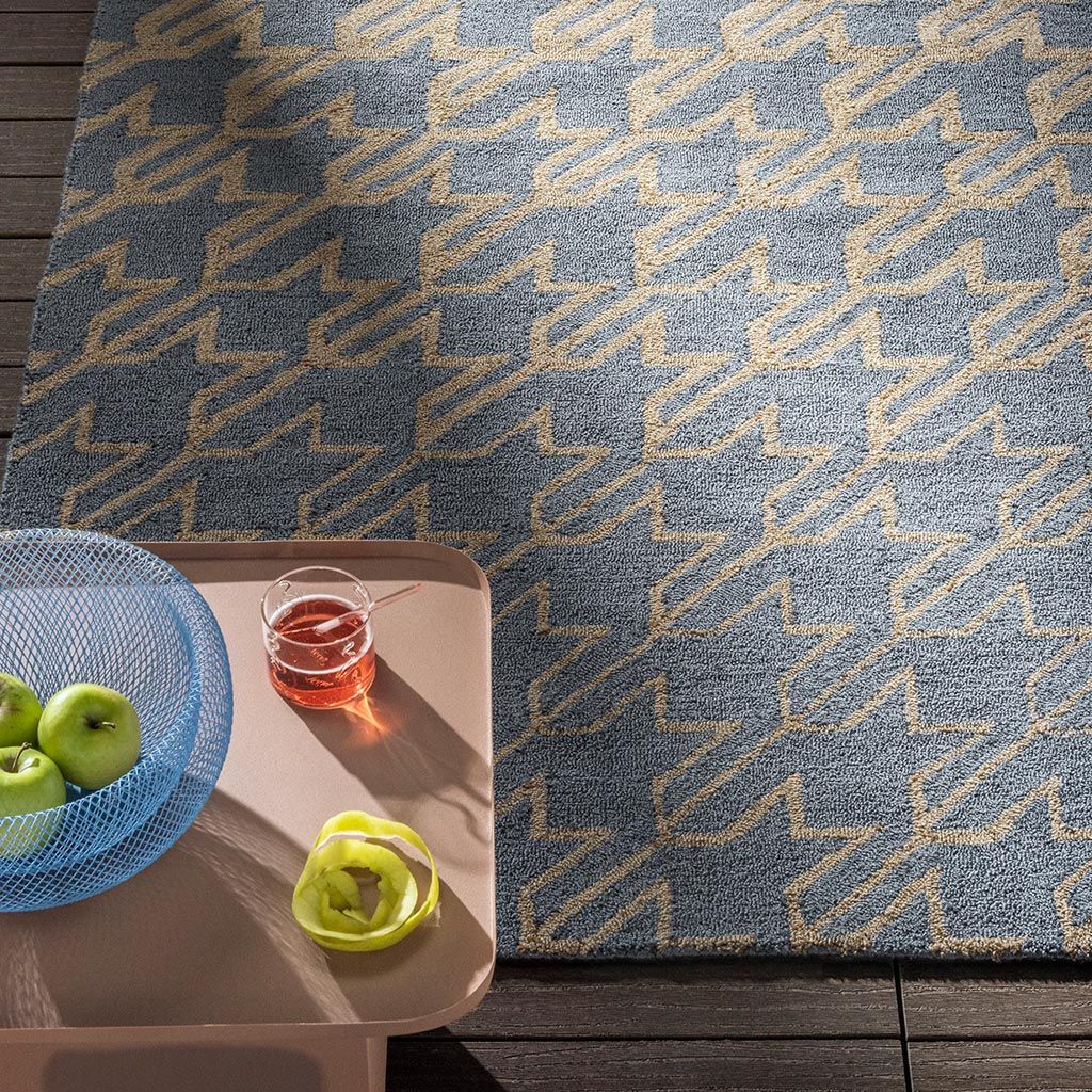 Vloerkleed Washed Blue 455708 Houndstooth
