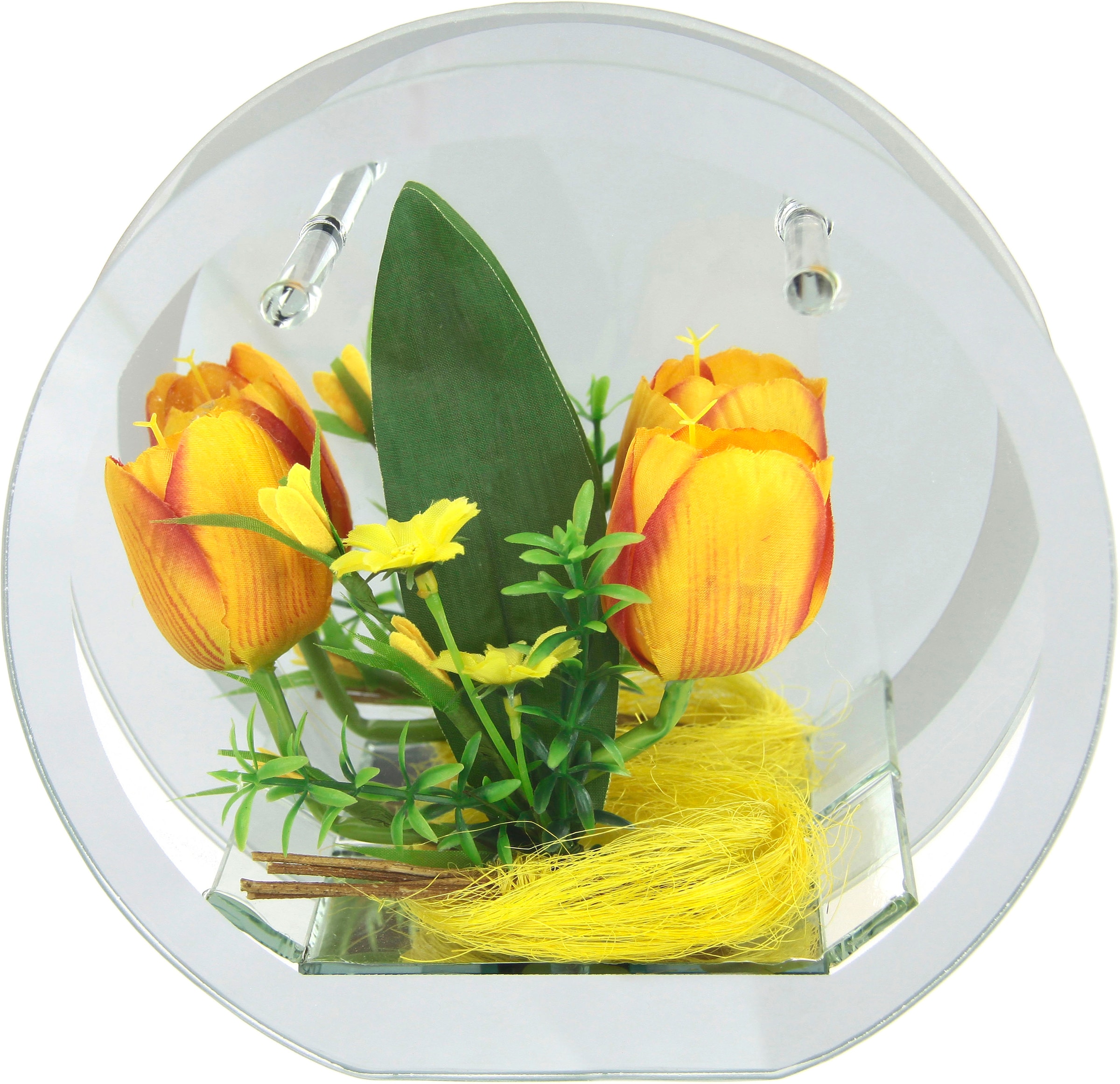 I.GE.A. Dekoobjekt »LED-Tulpe« Dekoriertes Glas mit Tulpen Gänseblümchen Hase Lichtergirlande LED 3D