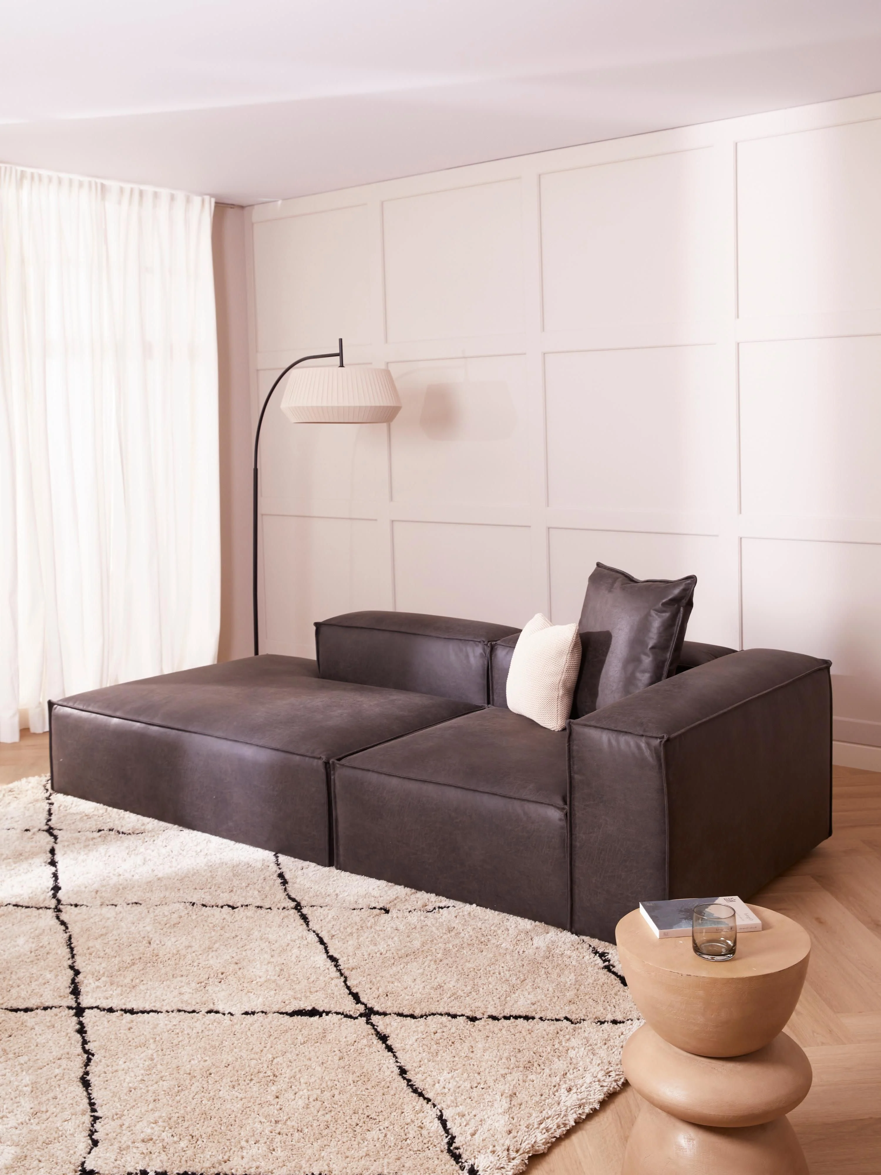 Modulaire chaise longue Lennon van gerecycled leer