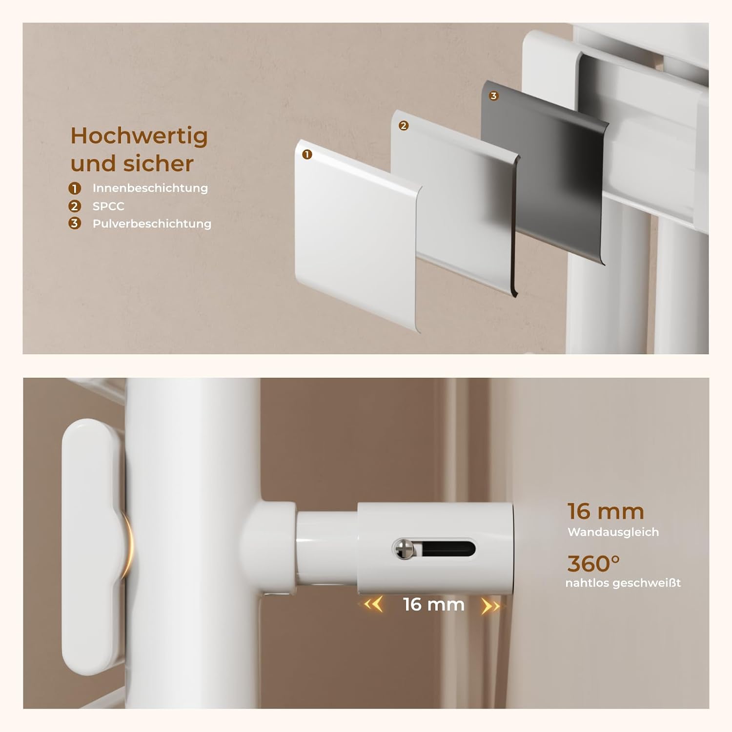 S'AFIELINA Elektrischer Badheizkörper mit Thermostat 1599x500mm Handtuchheizkörper Elektrisch Handtuchwärmer Badheizkörper Paneel Seitenanschluss 1000 Watt (Weiß)