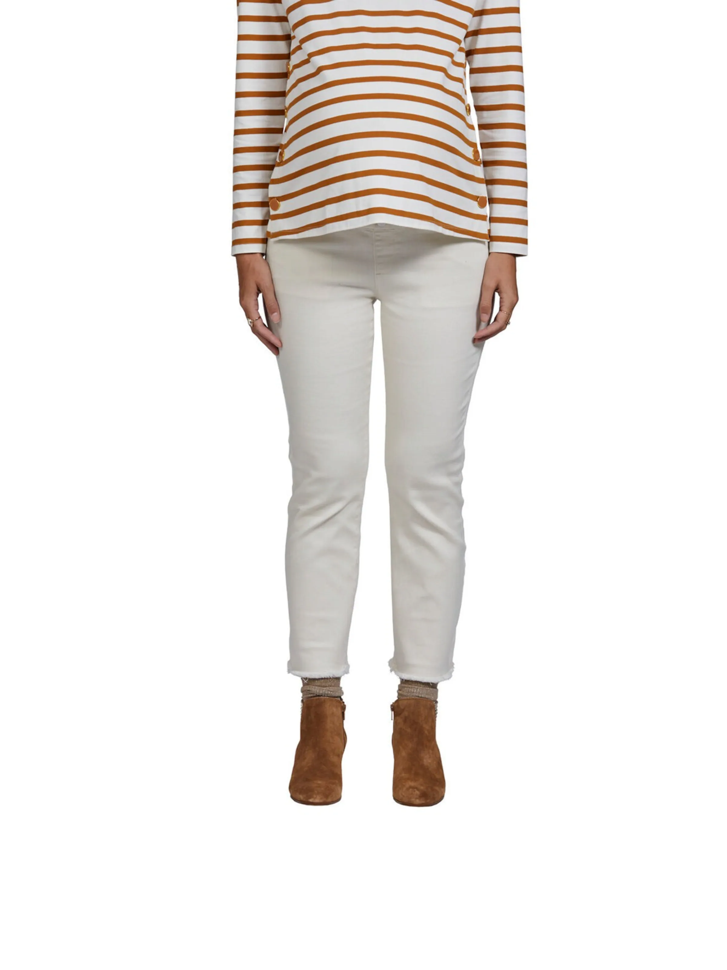Vertbaudet Flare-Jeans für die Schwangerschaft, Schrittlänge 65 cm hellbeige